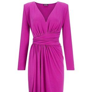 Express Draped V-Neck Strong Shoulder Mini Dress